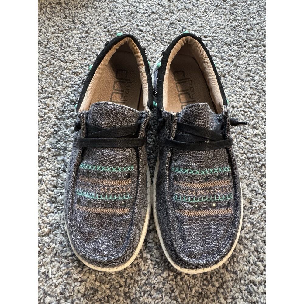 Hey Dude Wendy Annex Rodeo Black Women’s 9 Studded Slip On Shoes Western Comfort